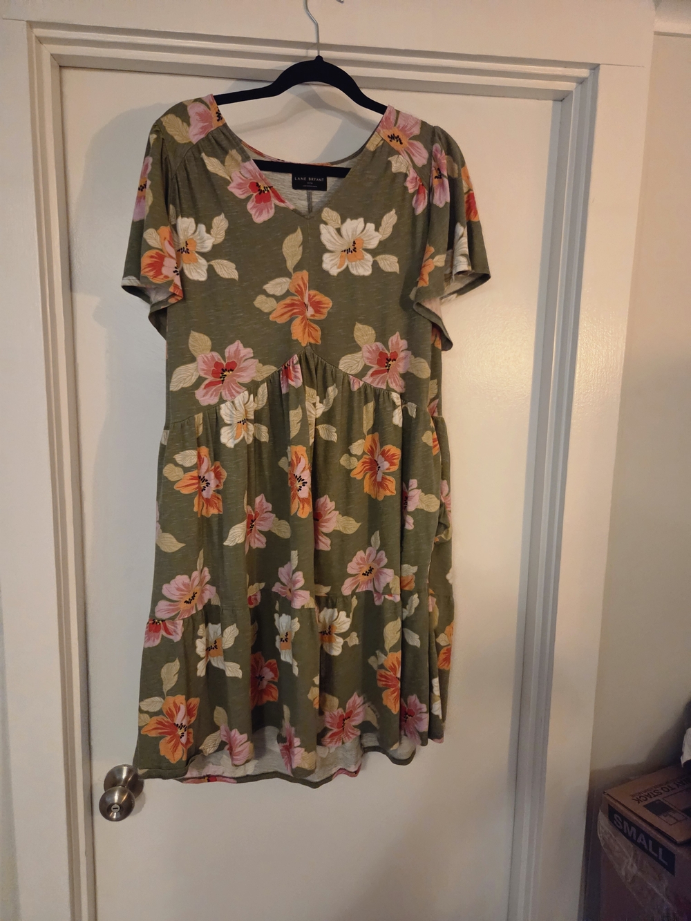 Lane Bryant Olive Green Floral Dress